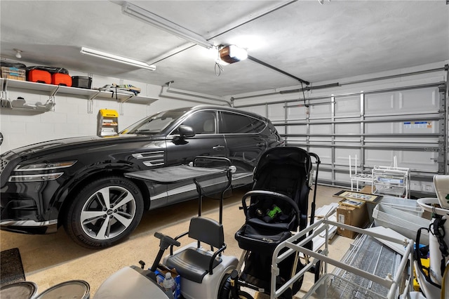 garage with a garage door opener