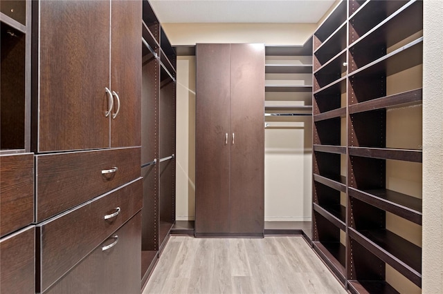 spacious closet featuring light hardwood / wood-style flooring