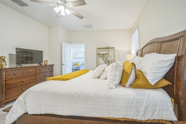 bedroom featuring ceiling fan