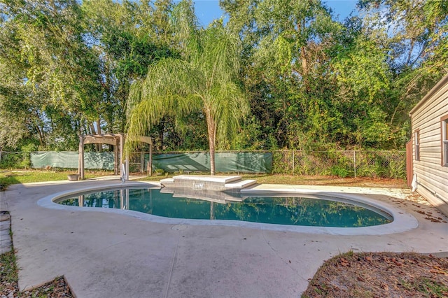 view of pool featuring a pergola and a patio