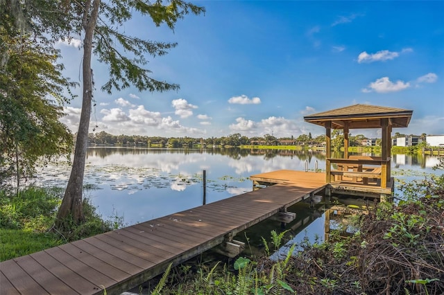 dock area featuring a water view