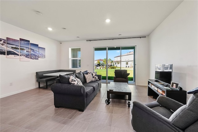 view of tiled living room