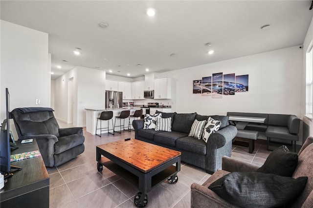 view of tiled living room