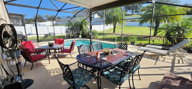 view of patio with a fenced in pool