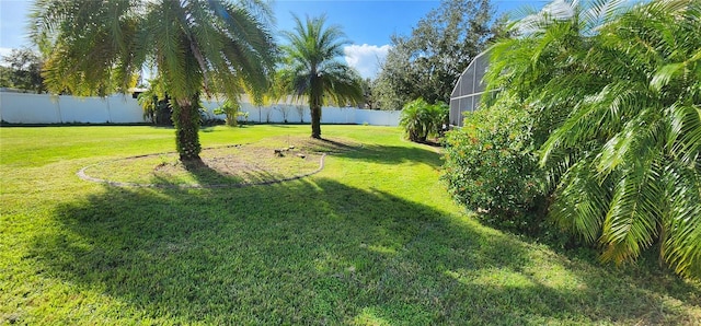 view of yard featuring a lanai