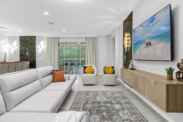 view of tiled living room