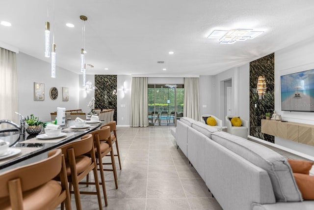 view of tiled living room