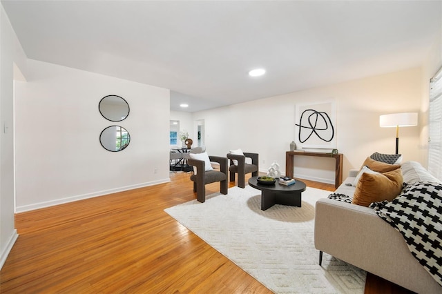 living room with light wood-type flooring