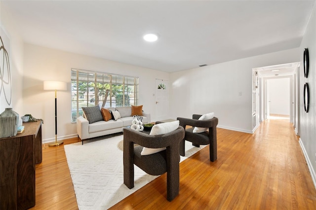 living room featuring light hardwood / wood-style floors