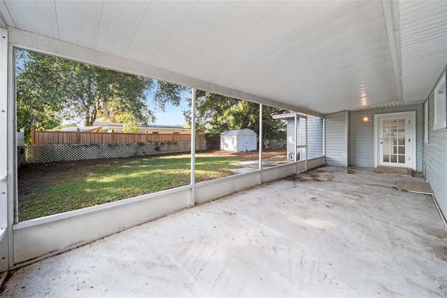 view of unfurnished sunroom