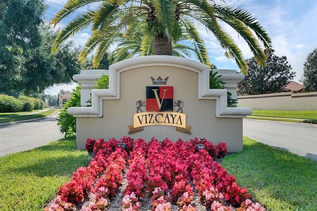 view of community sign