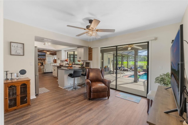 living area featuring hardwood / wood-style floors