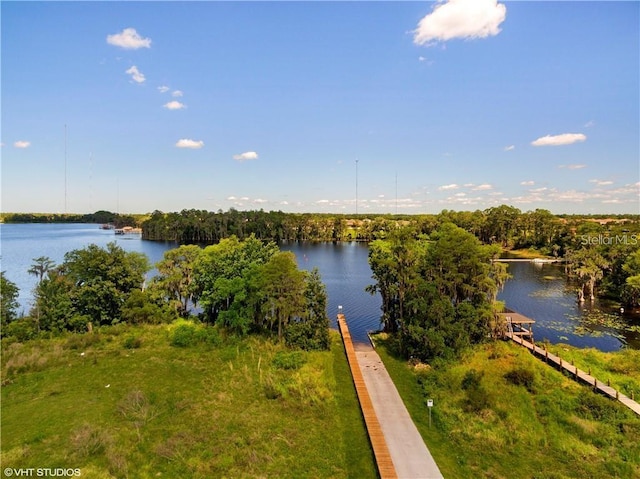 property view of water featuring a dock