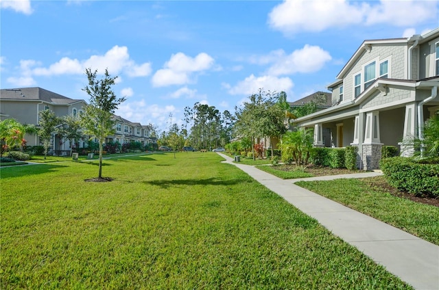 view of property's community featuring a yard