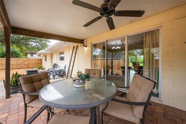 view of patio / terrace with ceiling fan