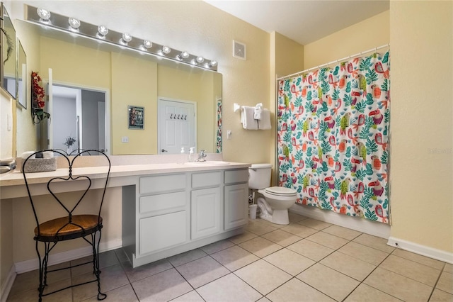 bathroom with tile patterned flooring, vanity, and toilet