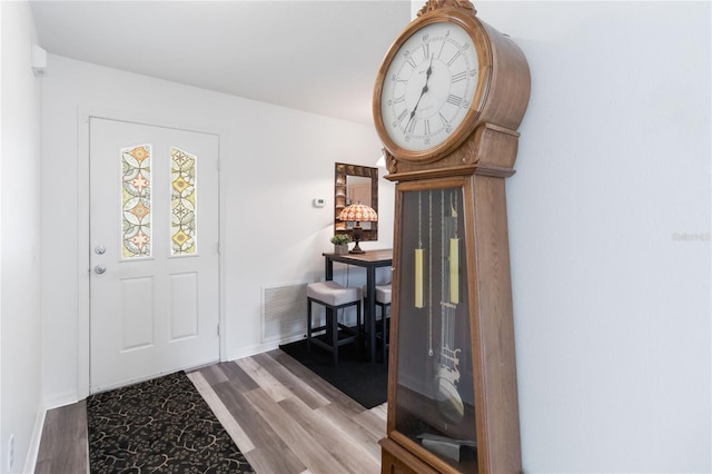 entrance foyer with light hardwood / wood-style floors