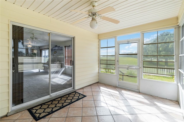 view of unfurnished sunroom