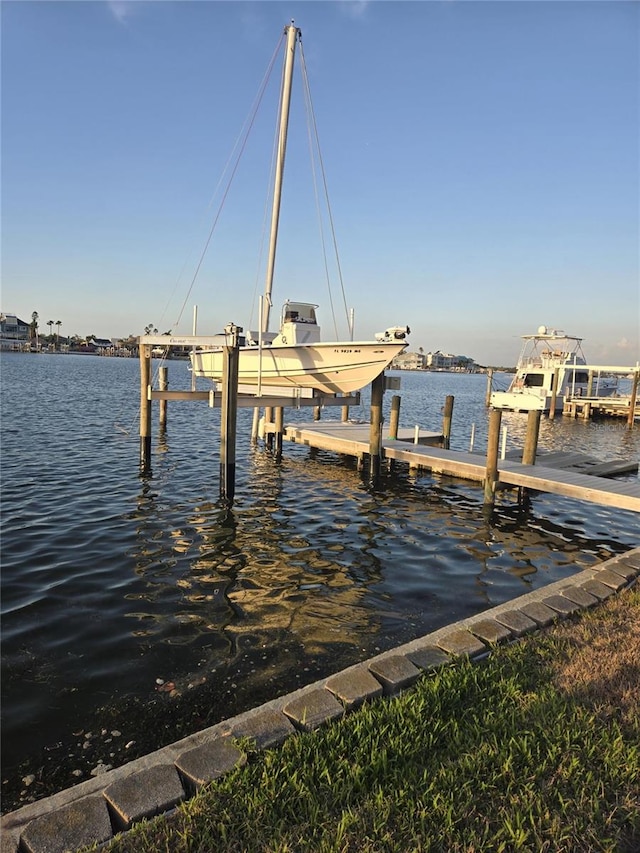 view of dock featuring a water view