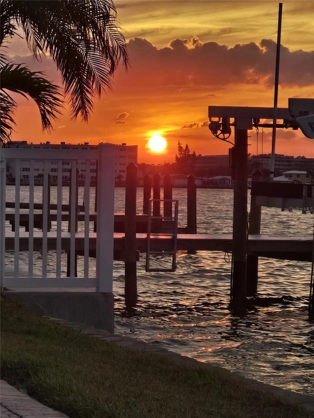 view of dock featuring a water view