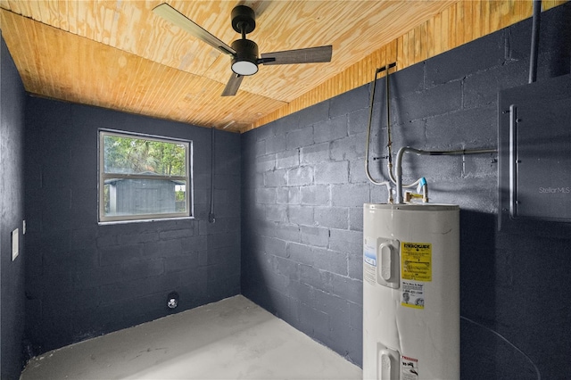 utility room featuring electric panel and water heater