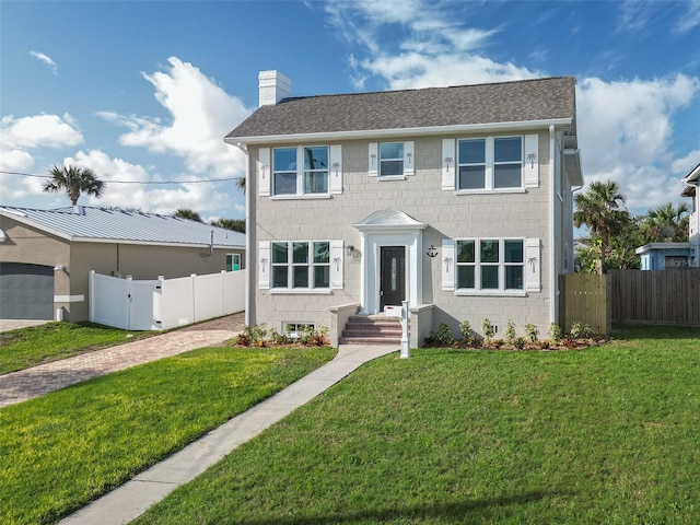 view of front of home with a front yard