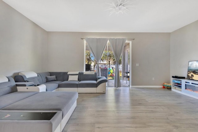 living room featuring light wood-type flooring