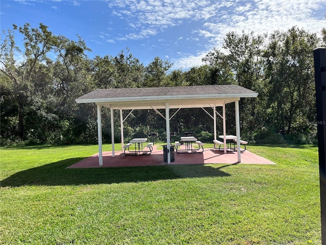 view of yard with a gazebo and a patio area