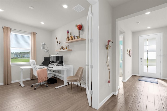 office featuring light hardwood / wood-style flooring