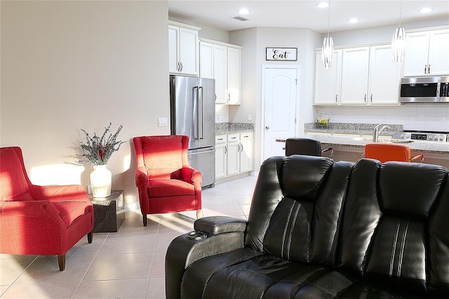 view of tiled living room