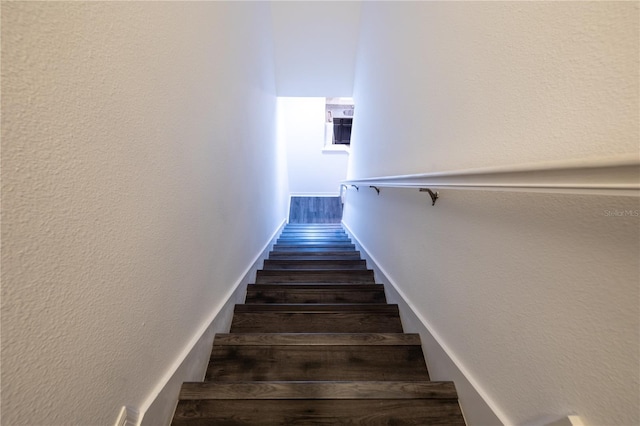 staircase featuring wood-type flooring