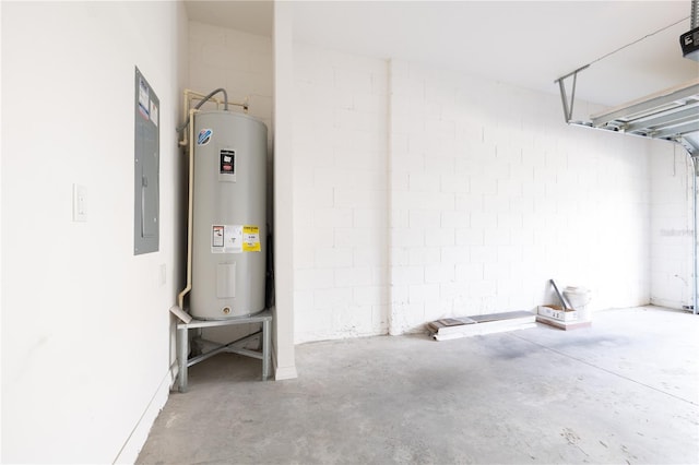 garage featuring electric water heater