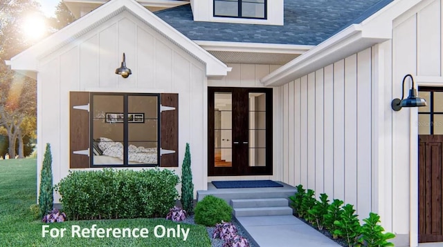 doorway to property with french doors