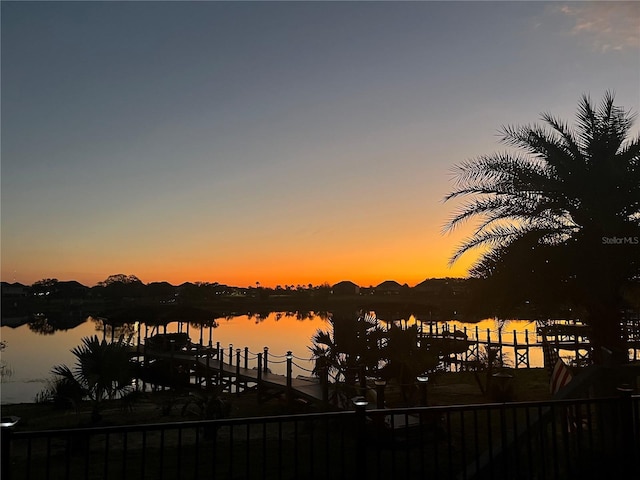 water view with a boat dock