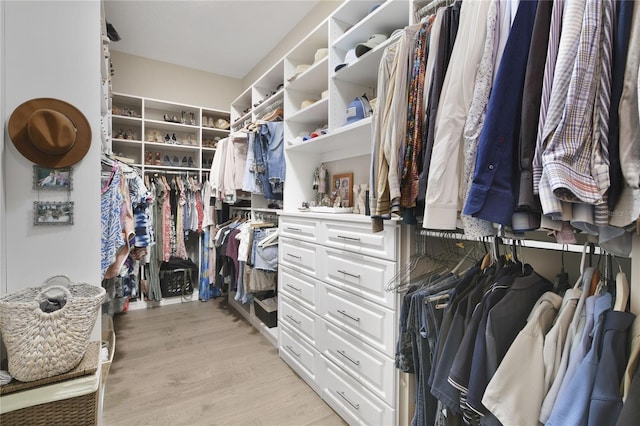 walk in closet featuring light wood-type flooring