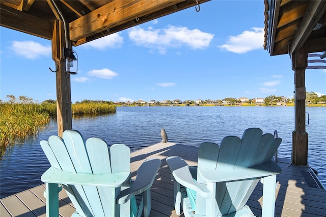 view of dock featuring a water view