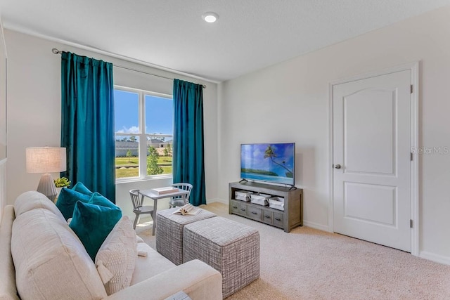 living room with carpet flooring