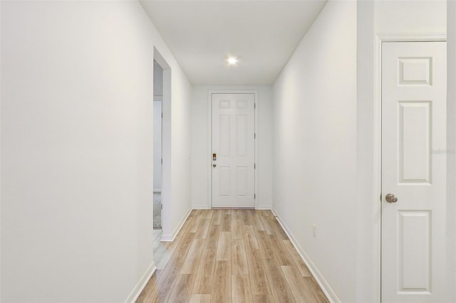 hallway featuring light wood-type flooring