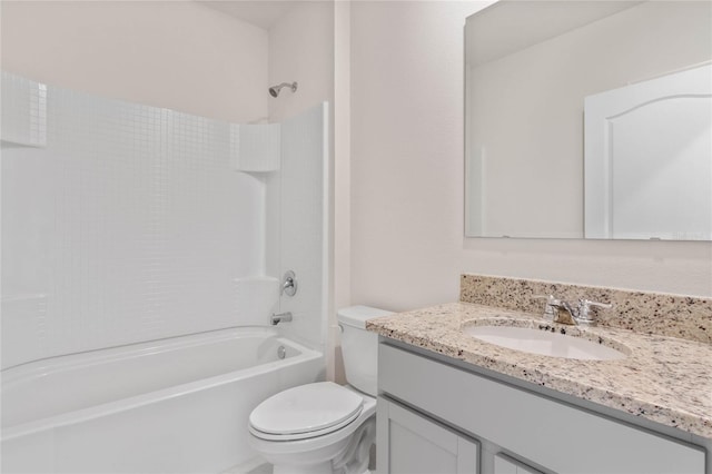 full bathroom with vanity, toilet, and shower / washtub combination