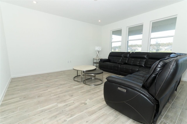 living room featuring light wood-type flooring