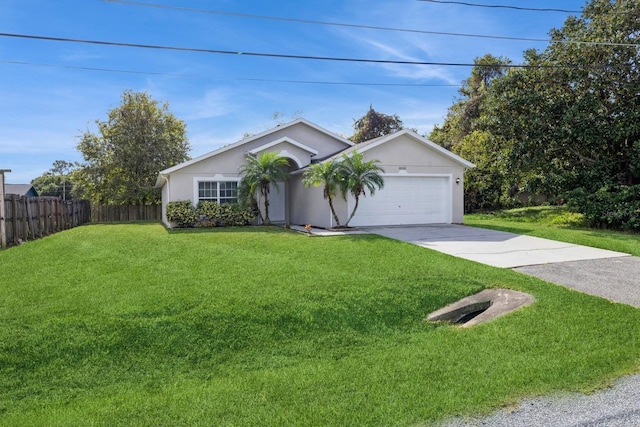 view of front facade featuring a front yard and a garage