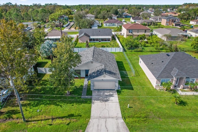 drone / aerial view with a residential view