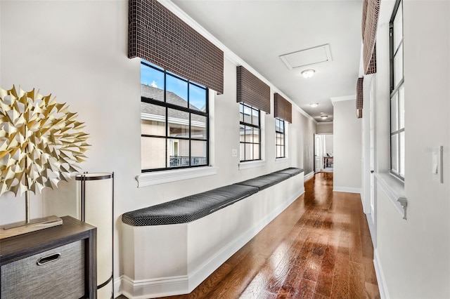 hall featuring dark wood-type flooring