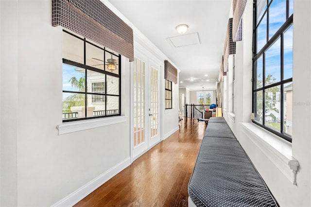 hall featuring hardwood / wood-style flooring and plenty of natural light