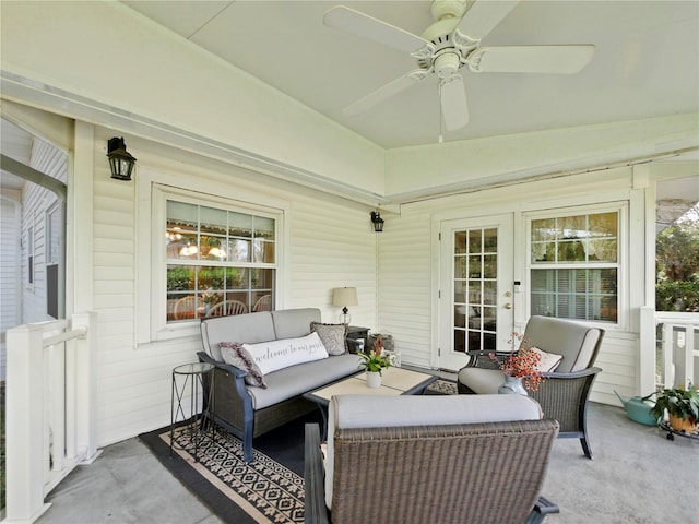 view of patio featuring outdoor lounge area and ceiling fan