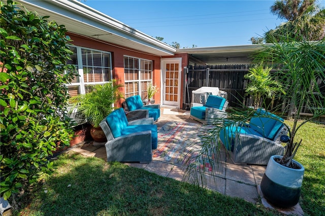 view of patio / terrace with an outdoor living space