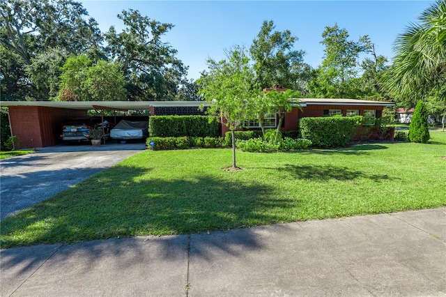 view of yard featuring a carport