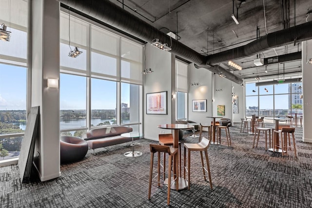 lobby with a water view