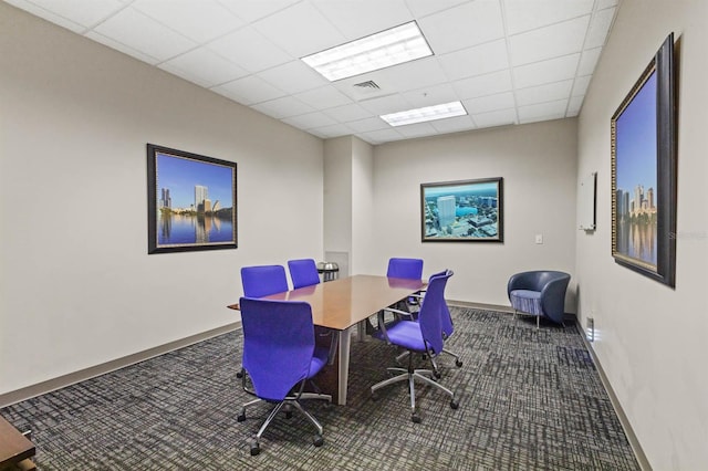 office featuring a paneled ceiling