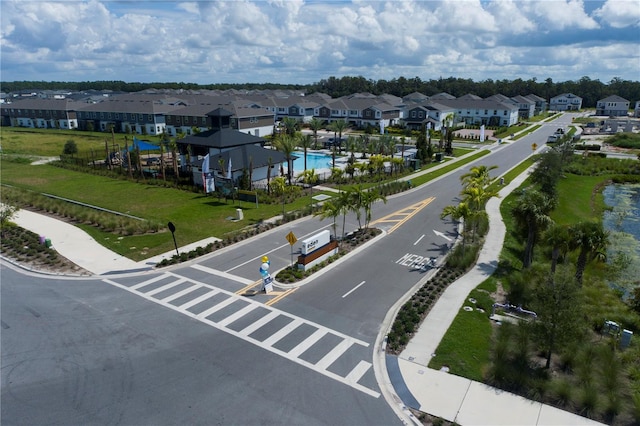 drone / aerial view with a residential view